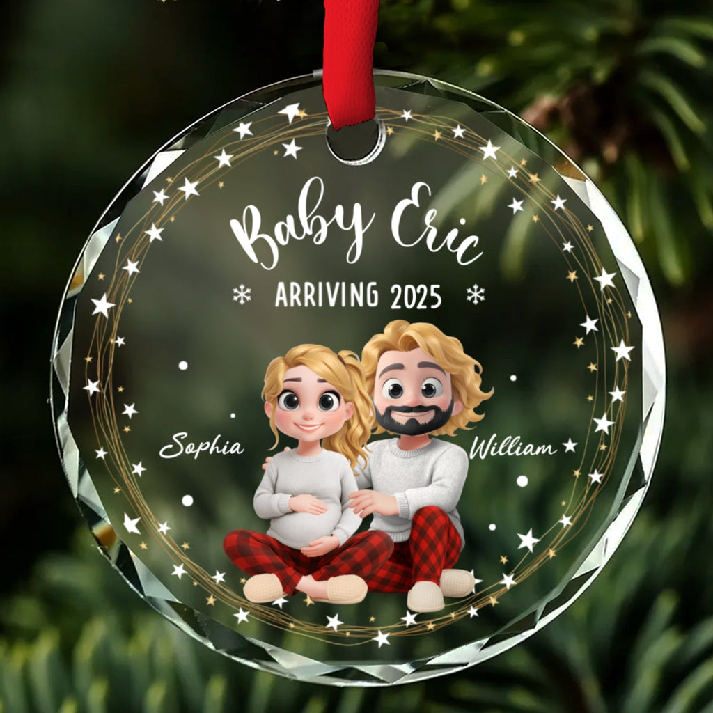 Custom Couple Christmas Ornament, Anniversary Gift •  Arrive To This World - Personalized Glass Ornament