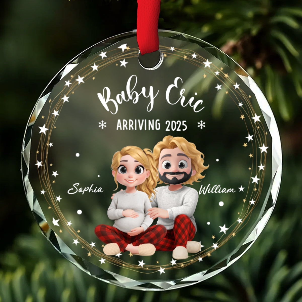 Custom Couple Christmas Ornament, Anniversary Gift •  Arrive To This World - Personalized Glass Ornament