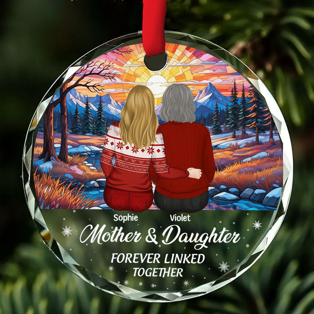 Custom Family Ornament, Christmas Gift for Family Members •  Linked Forever - Personalized Glass Ornament