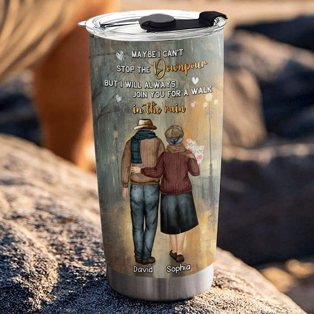 Custom Christmas Anniversary Gifts For Couple • Walk With You In The Rain - Personalized Tumbler