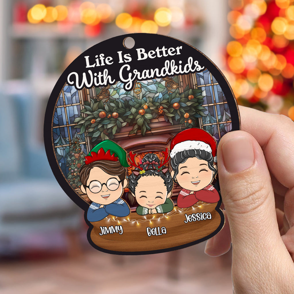 Custom Keepsake Christmas Ornament •  Life Is Better With Grandkids - Personalized Suncatcher Ornament