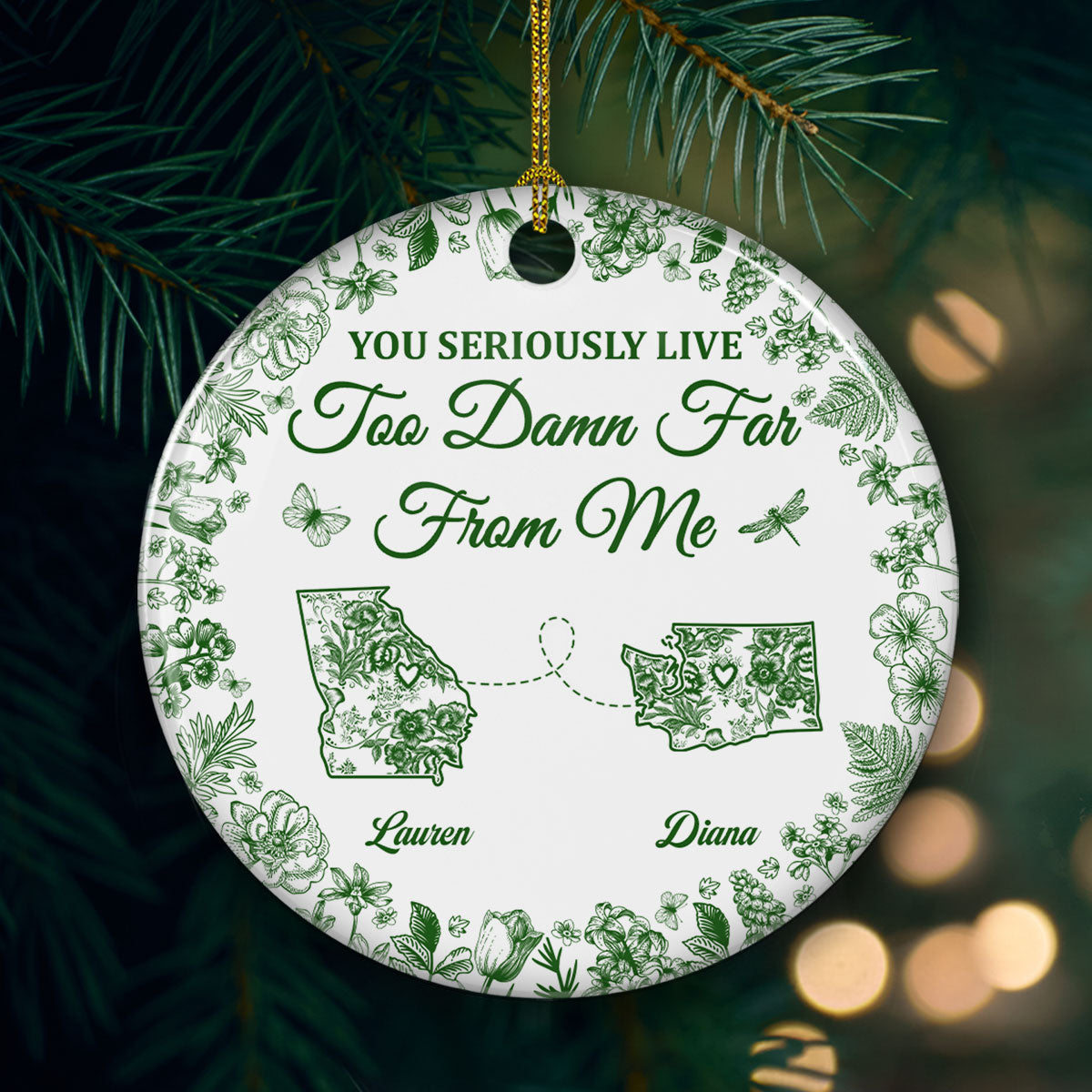 Custom Keepsake Christmas Ornament •  Feels Empty Without You Here - Personalized Ceramic Ornament