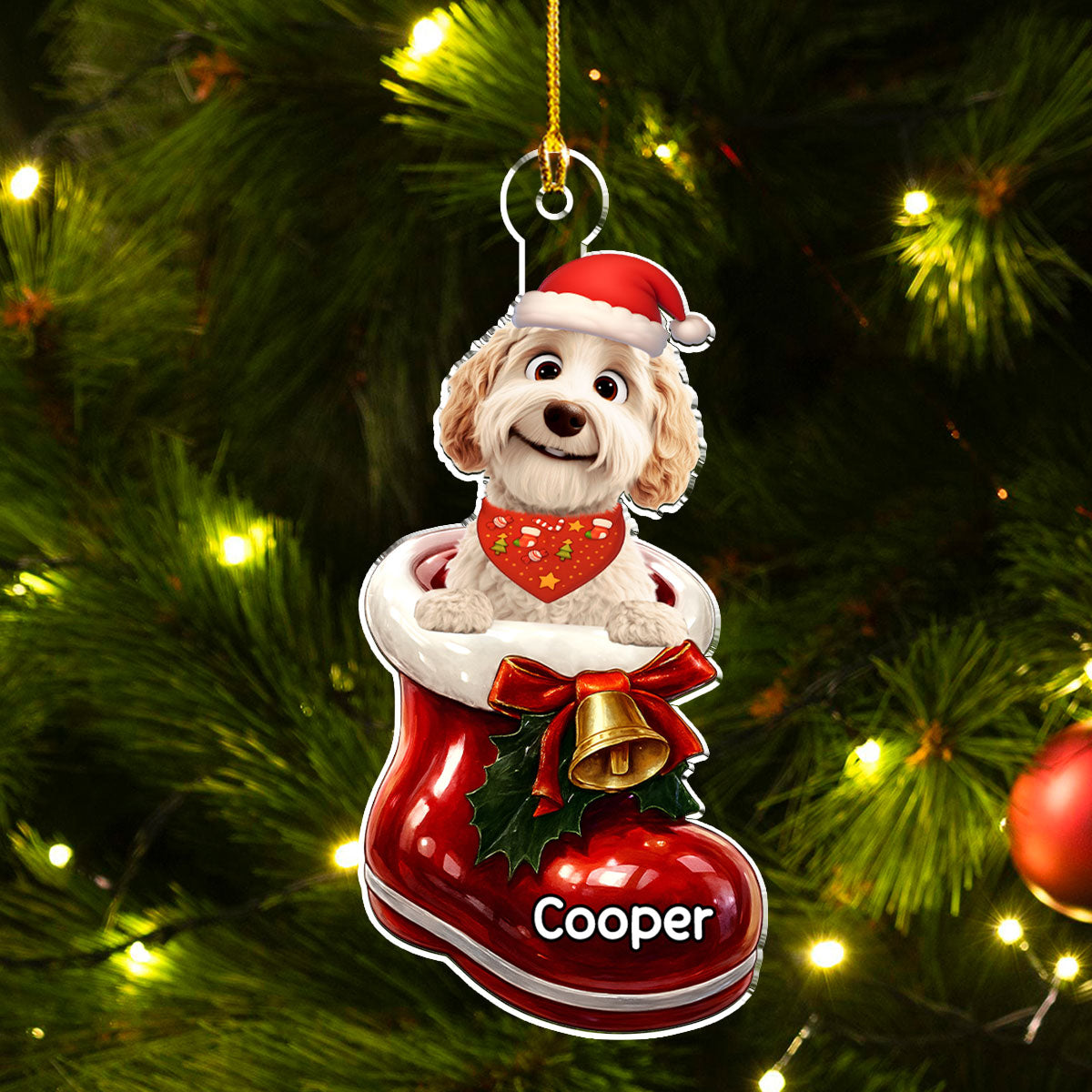 Custom Keepsake Christmas Ornament •  Here In Your Shoes - Personalized 3D Effect Acrylic Ornament