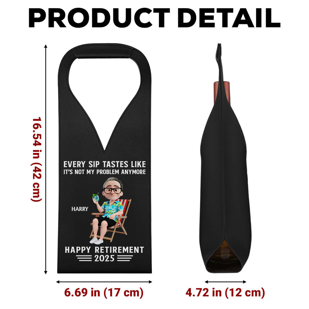 Happy Retirement - Personalized Leather Wine Bag