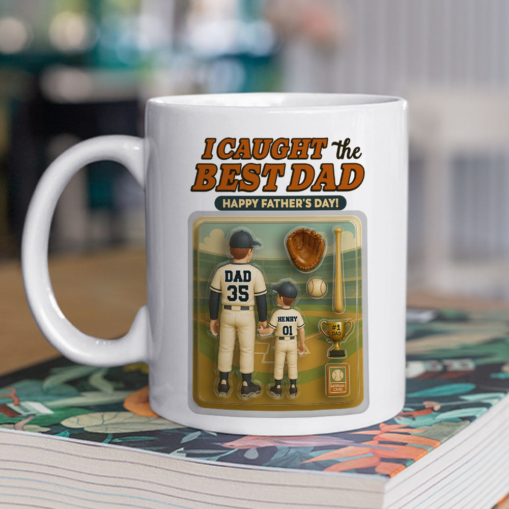 Custom Father's Day, Special Gift for Dad & Grandpa • We Caught The Best Dad Baseball - Personalized Coffee Mug