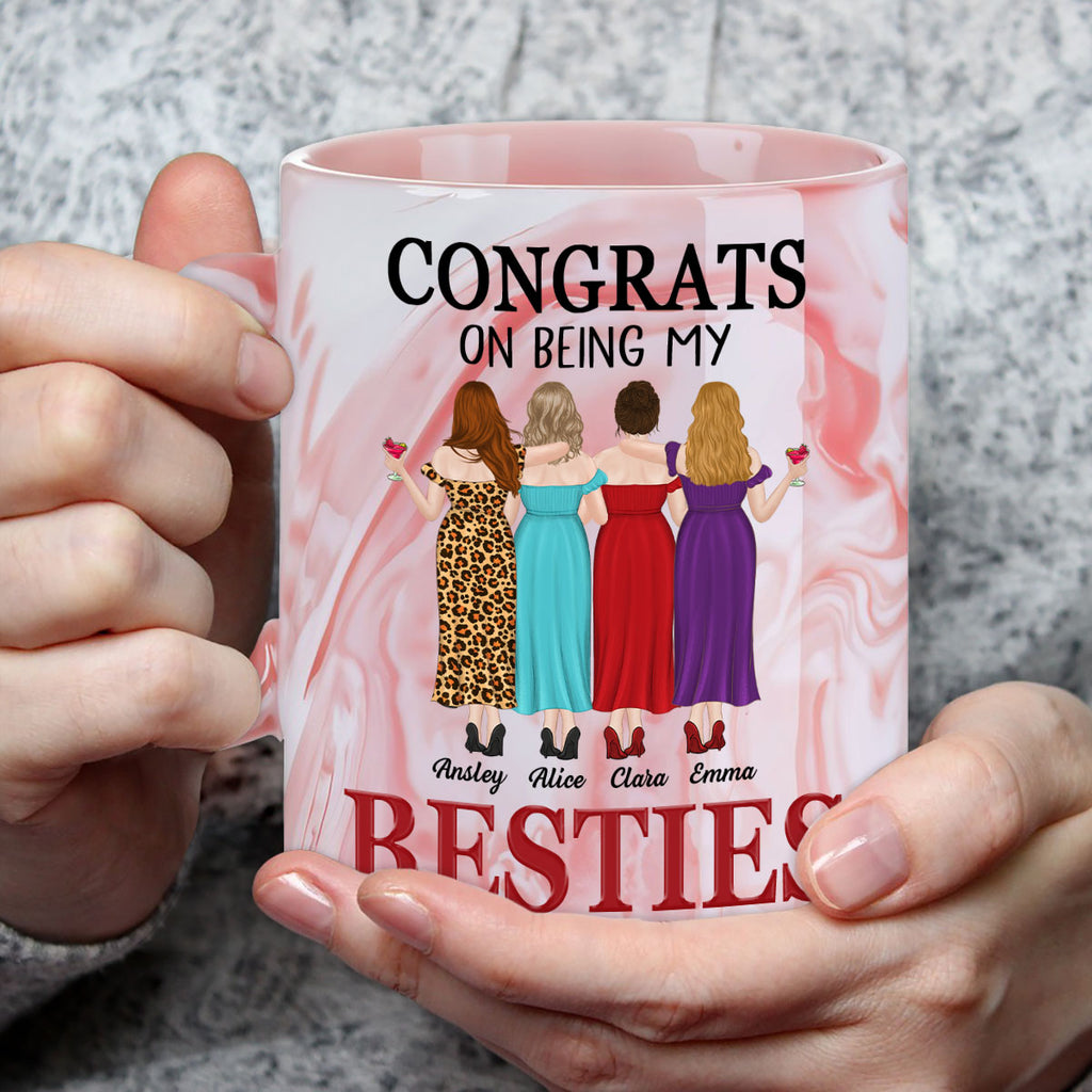 Custom Best Friend, Christmas & Birthday Friendship Keepsake Gift • My Lovely Besties - Personalized Pink Marble Mug