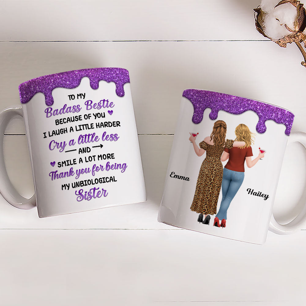 Custom Best Friend, Christmas & Birthday Friendship Keepsake Gift • Laugh More And Cry Less - Personalized Coffee Mug