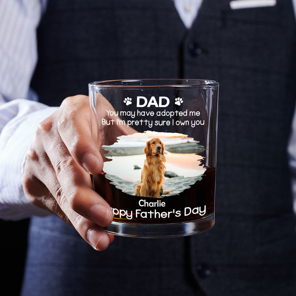 Custom Photo Christmas Birthday Drinkware Gifts for Pet Lovers • I Own You For Sure Photo Ver - Personalized Whiskey Glass