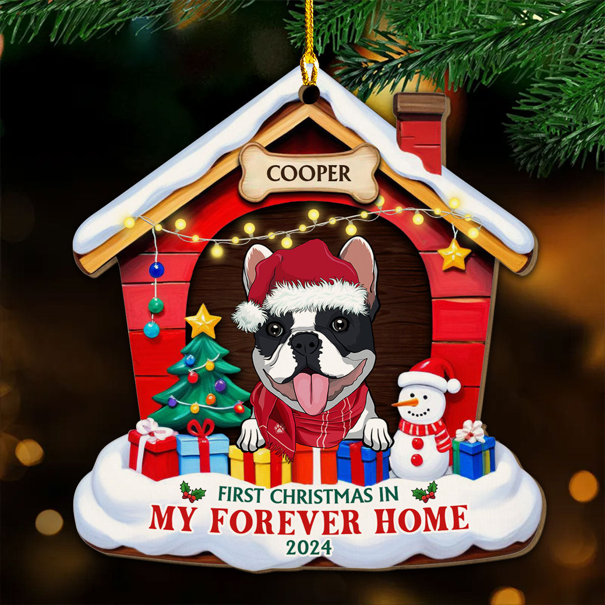 Custom Keepsake Christmas Ornament •  Dog Forever Home - Personalized Wood Ornament