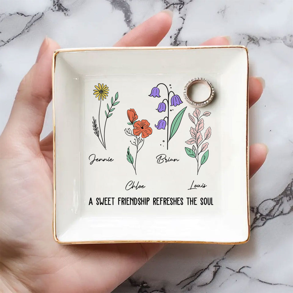 Custom Bestie Trinket Dish, Birthday Christmas Gift For Best Friend • Sweet Friendship - Personalized Jewelry Dish