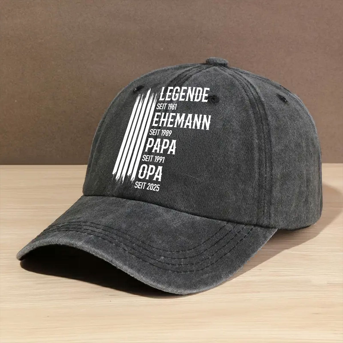 Custom Christmas Headwear Birthday Gifts for Dad • Die Originale Legende - Personalisierte Vintage-Washed Denim-Kappe