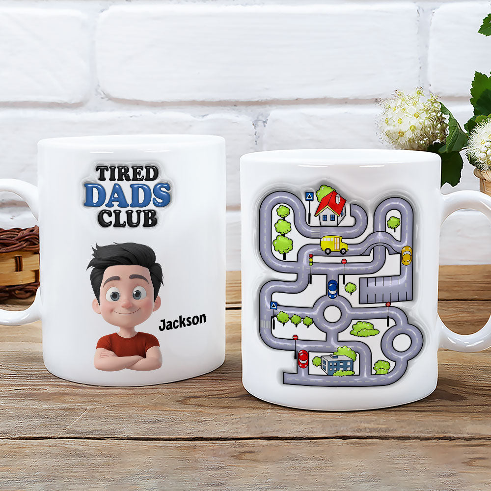 Custom Father's Day, Special Gift for Dad & Grandpa • Tired Dads Club - Personalized 3D Inflated Effect Mug