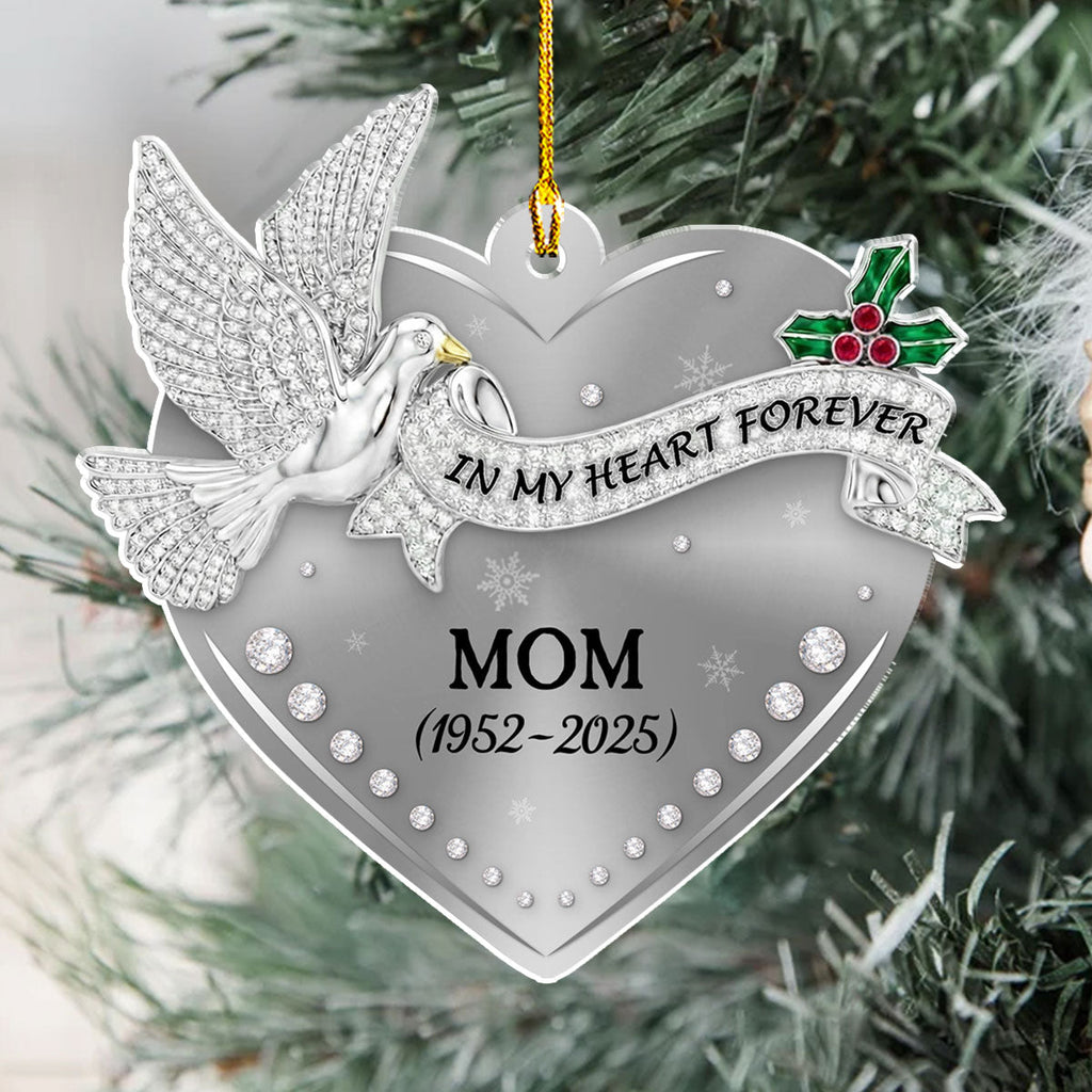 Custom Memorial Christmas Ornament, Sympathy Keepsake •  In Our Hearts - Personalized Acrylic Ornament