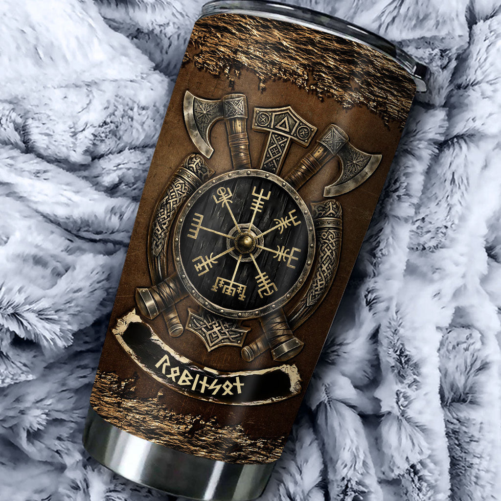 Custom Christmas Birthday Gifts For Dad • Viking Name In Futhark Runes - Personalized Tumbler