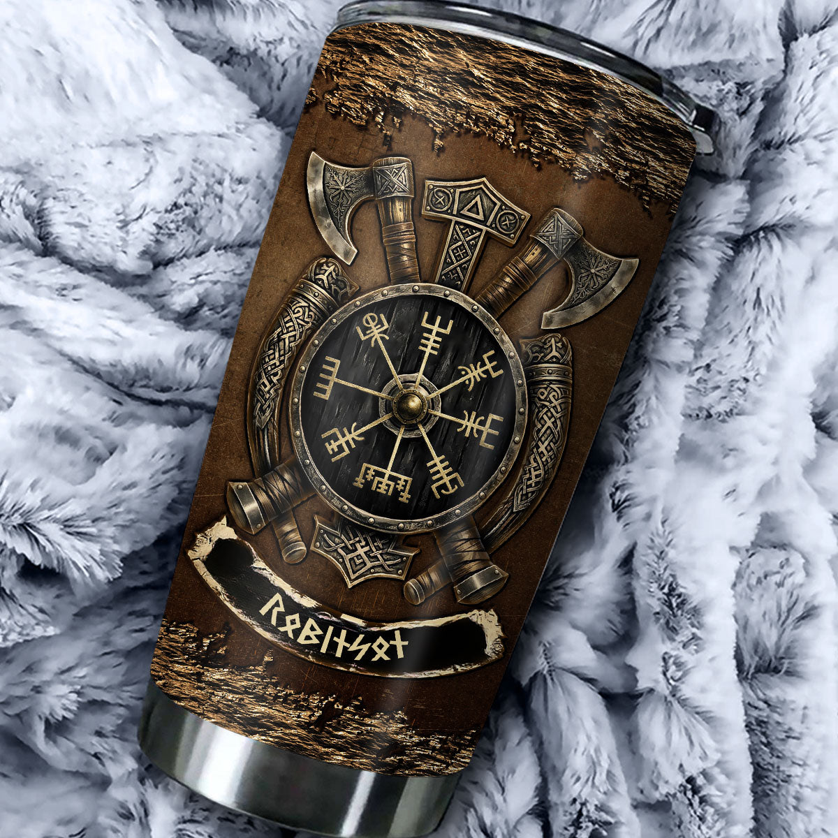 Custom Christmas Birthday Gifts For Dad • Viking Name In Futhark Runes - Personalized Tumbler