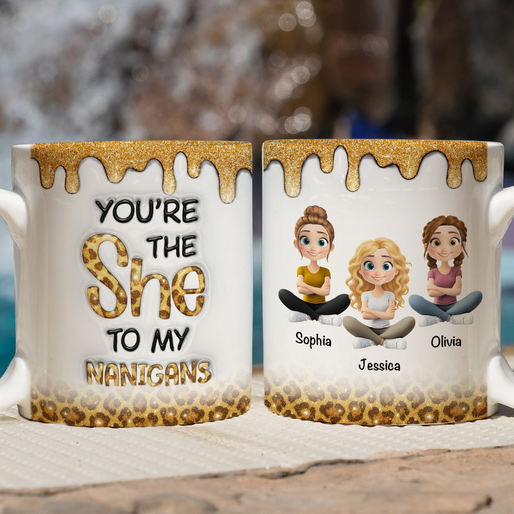 Custom Best Friend, Christmas & Birthday Friendship Keepsake Gift • Bestie Shenanigans - Personalized 3D Inflated Effect Mug
