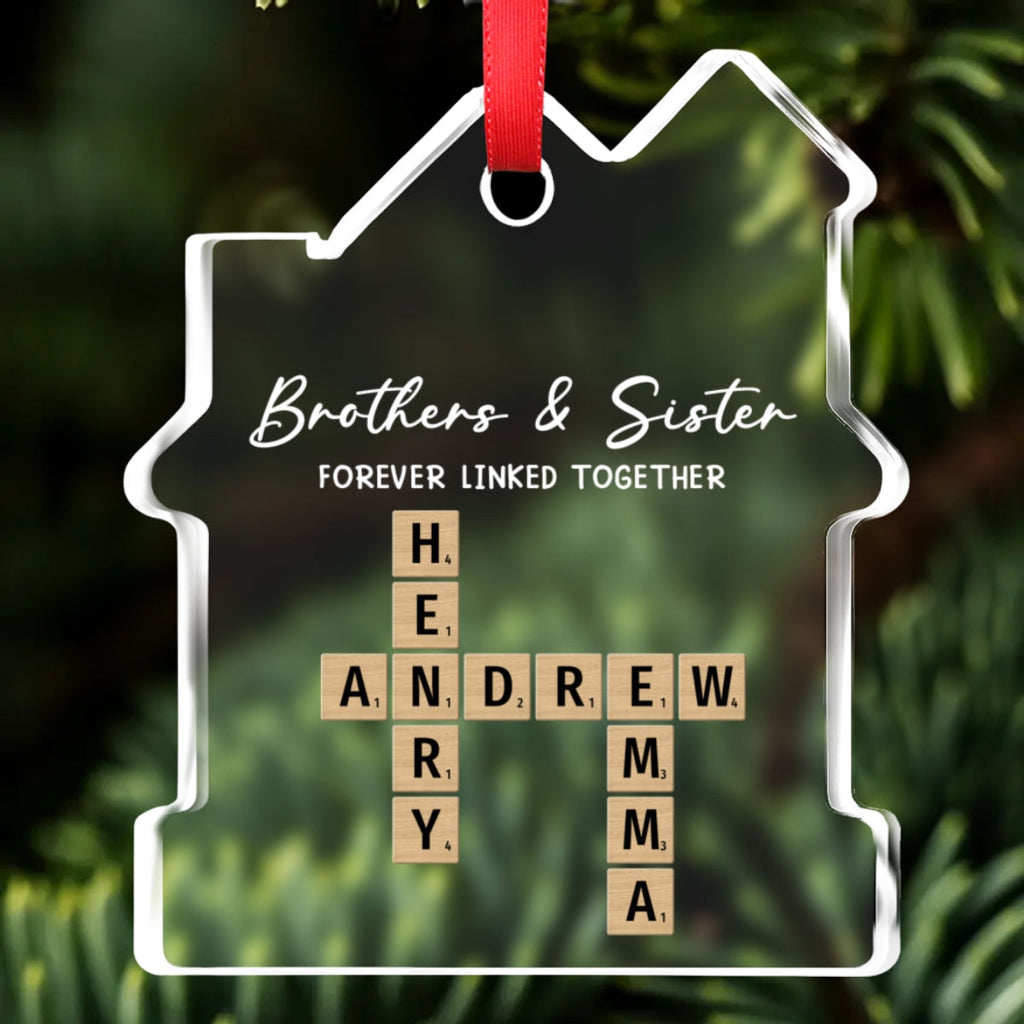 Custom Family Ornament, Christmas Gift for Family Members •  Family Roots Keep Us Together - Personalized House Shaped Glass Ornament