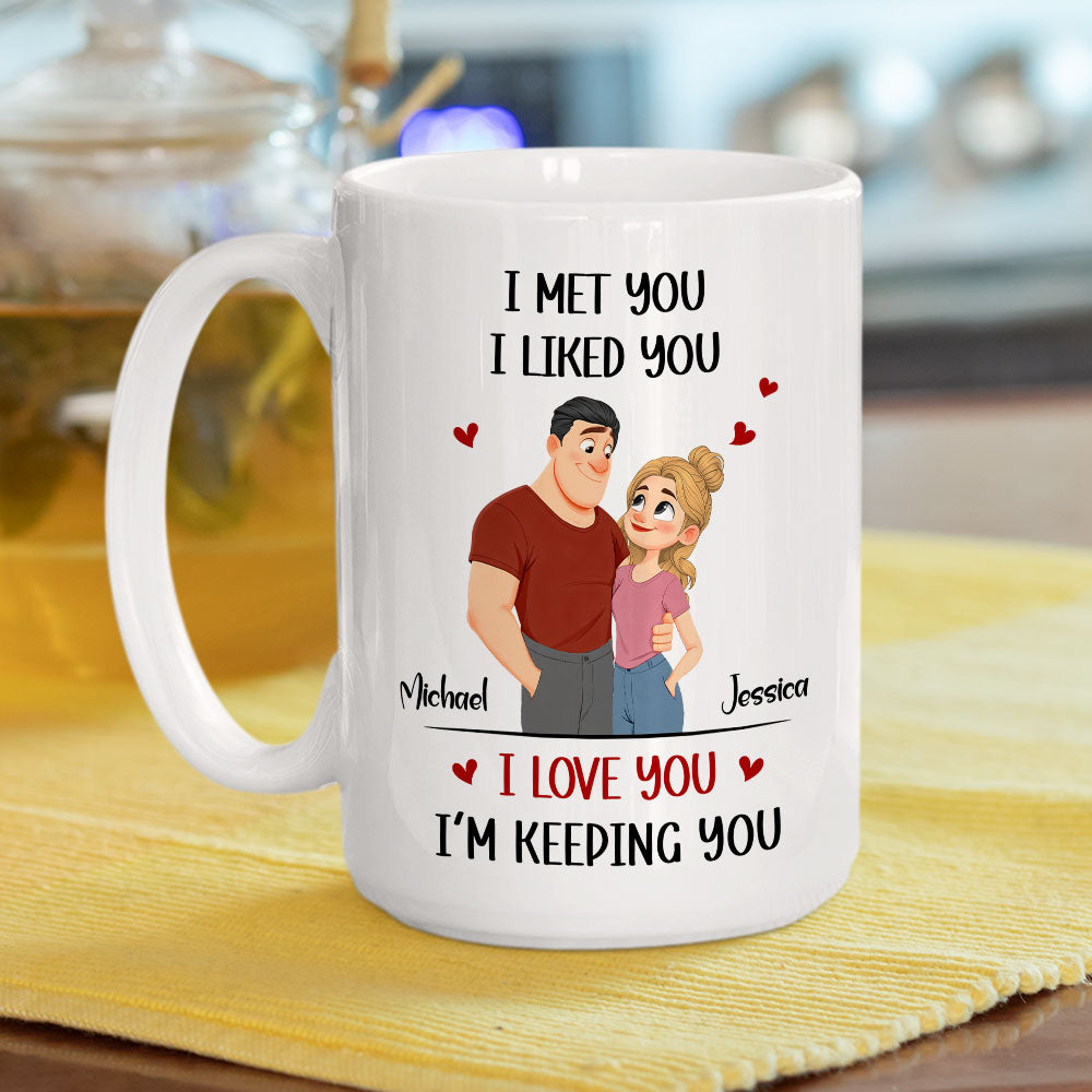 Custom Anniversary Keepsake Gifts For Couple • Keeping You Cartoon - Personalized Coffee Mug