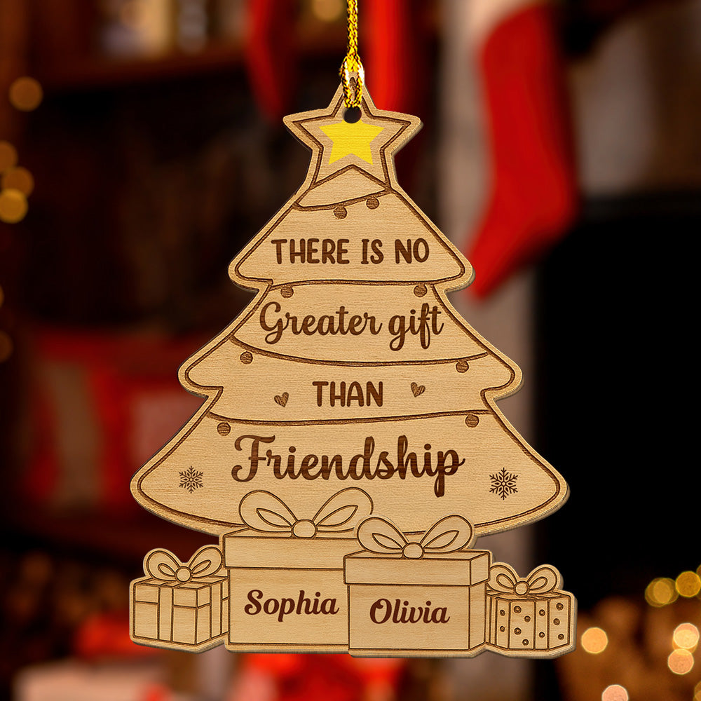 Custom Friendship Christmas Ornament, Best Friend Gift •  Best Gift Ever - Personalized Wood Ornament