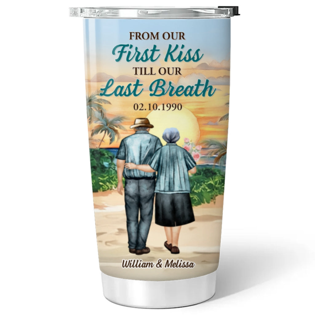 Custom Christmas Anniversary Gifts For Wife • From Our First Kiss - Personalized Tumbler