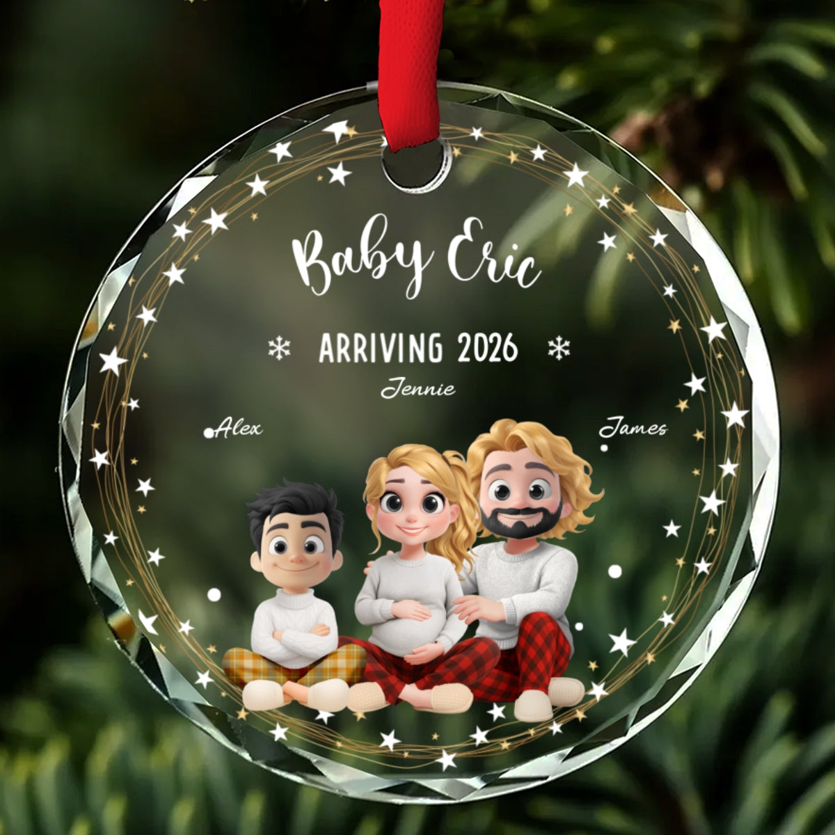 Custom Family Ornament, Christmas Gift for Family Members •  We Are Waiting For You - Personalized Glass Ornament
