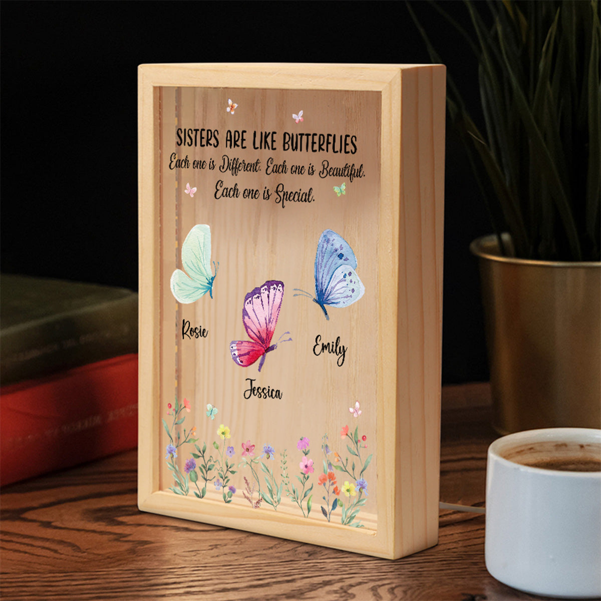 Sisters Shine Like Butterfly - Personalized Frame Light Box