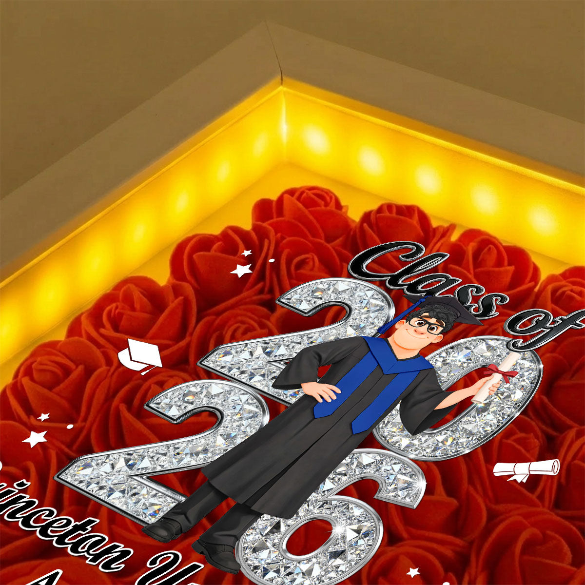 So Proud Of You - Personalized Flower Shadow Box With LED Light