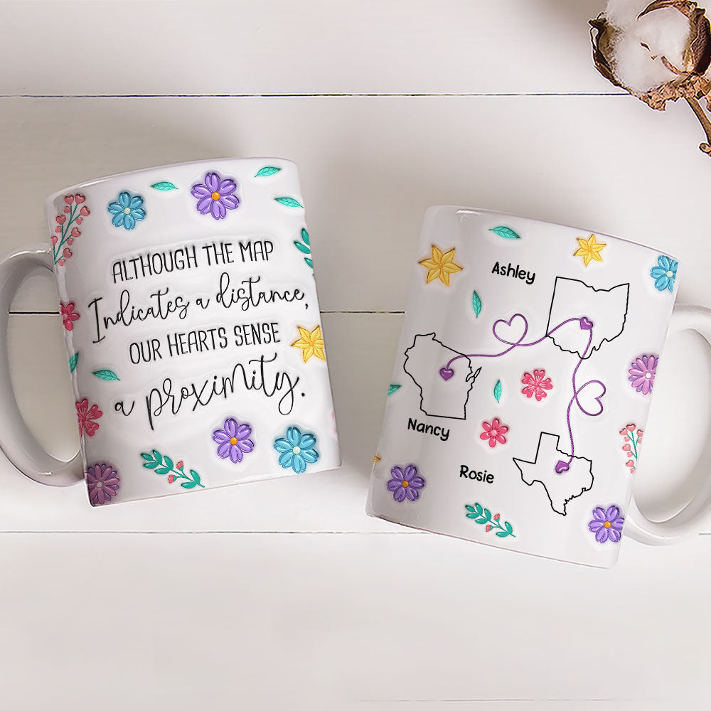 Custom Best Friend, Christmas & Birthday Friendship Keepsake Gift • My Heart Feels You Nearby - Personalized 3D Inflated Effect Mug