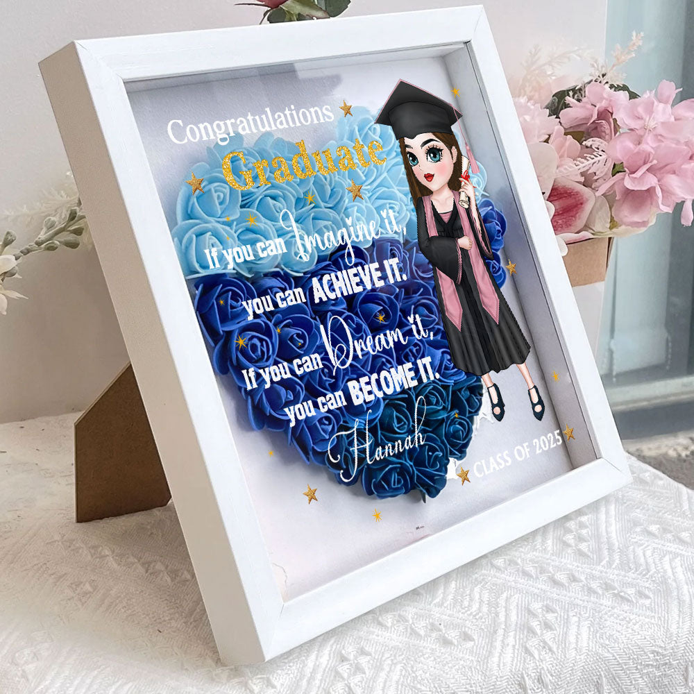 If You Can Dream It, You Can Become It - Personalized Flower Shadow Box