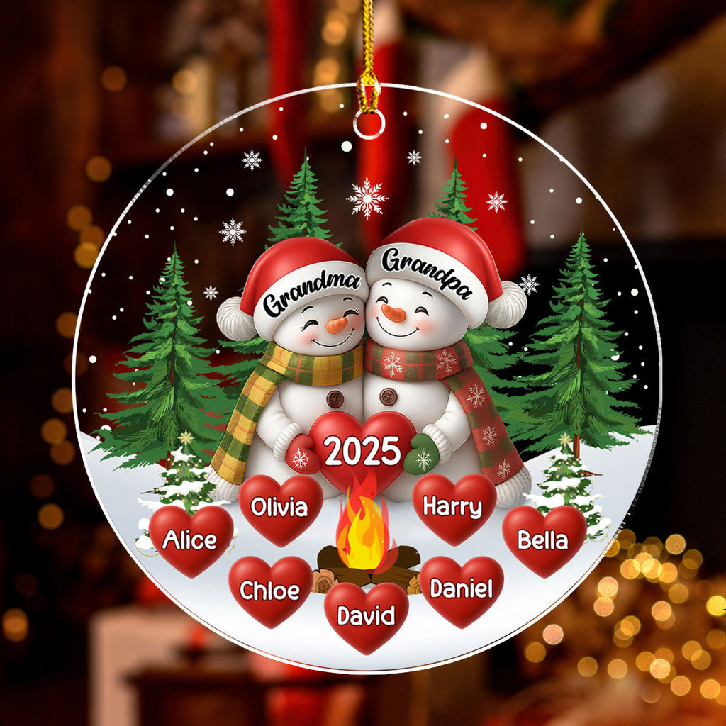 Custom Family Ornament, Christmas Gift for Family Members •  Grandma Grandpa Grandkids - Personalized Acrylic Ornament
