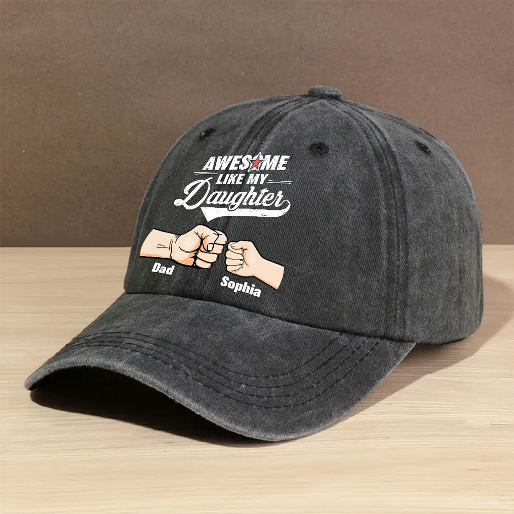 Custom Father's Day Christmas Birthday Gifts for Dad • Awesome - Personalized Vintage Washed Denim Cap