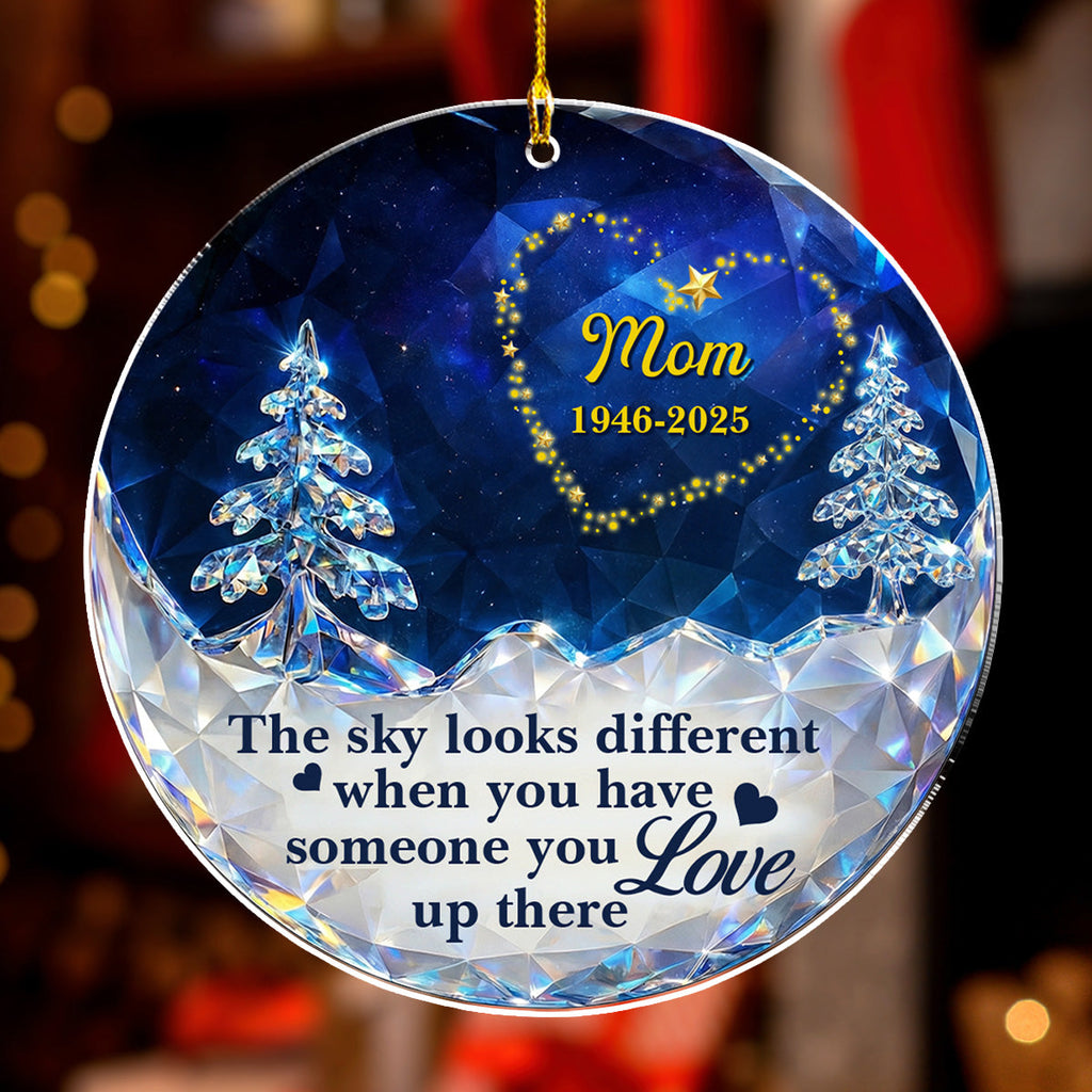 Custom Memorial Christmas Ornament, Sympathy Keepsake •  Crystal Sky - Personalized Acrylic Ornament