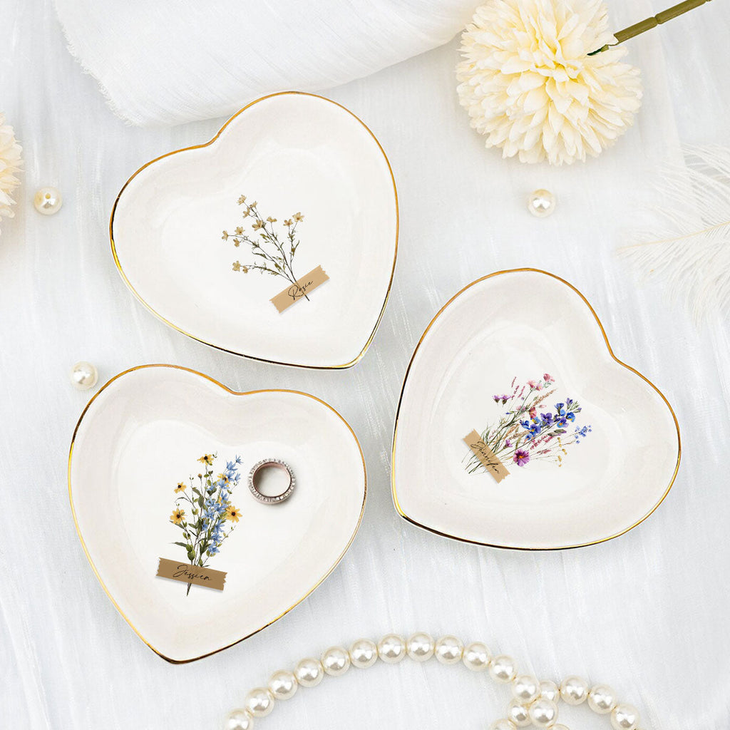 Custom Bestie Trinket Dish, Birthday Christmas Gift For Best Friend • Bloom Where You Are Planted - Personalized Jewelry Dish