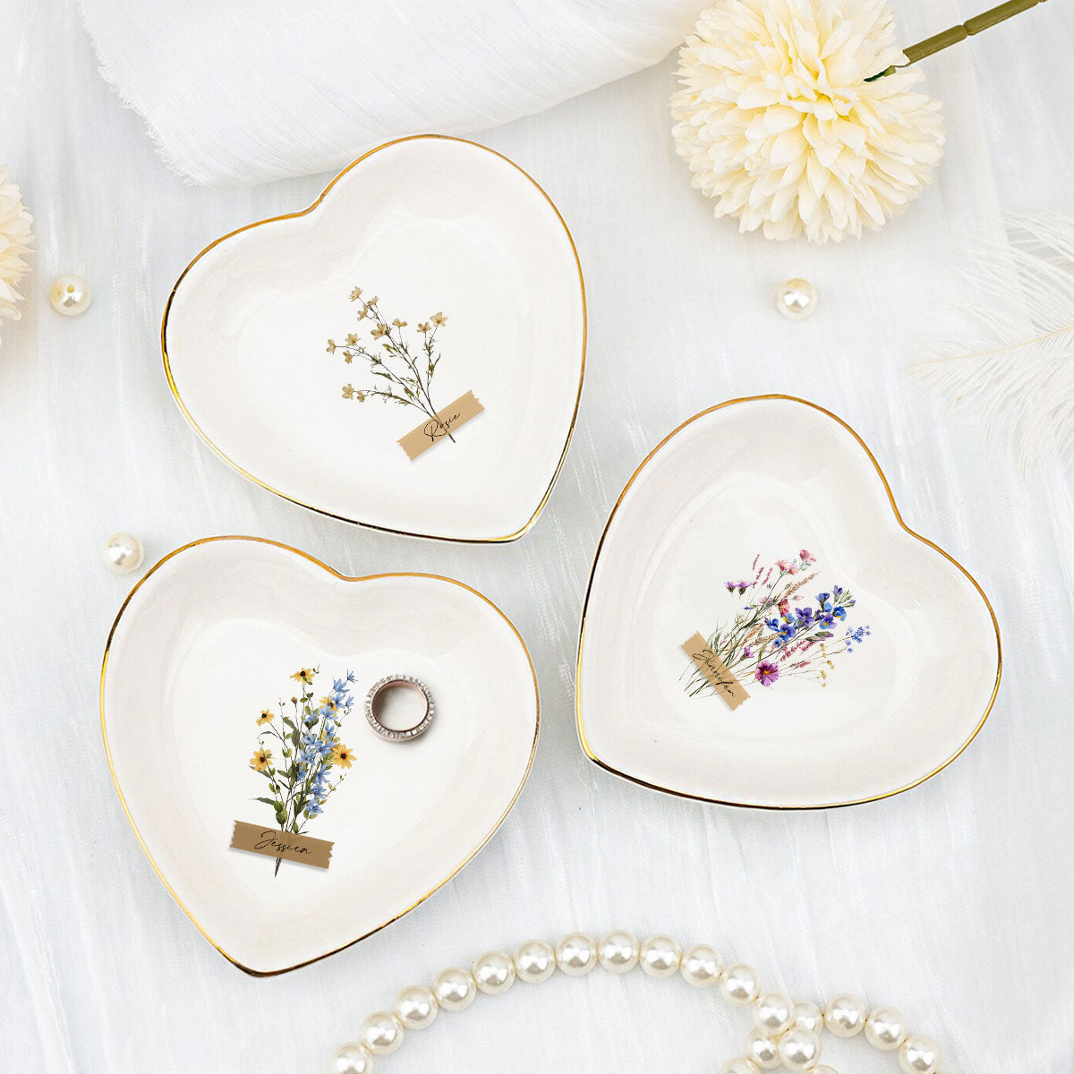 Custom Bestie Trinket Dish, Birthday Christmas Gift For Best Friend • Bloom Where You Are Planted - Personalized Jewelry Dish