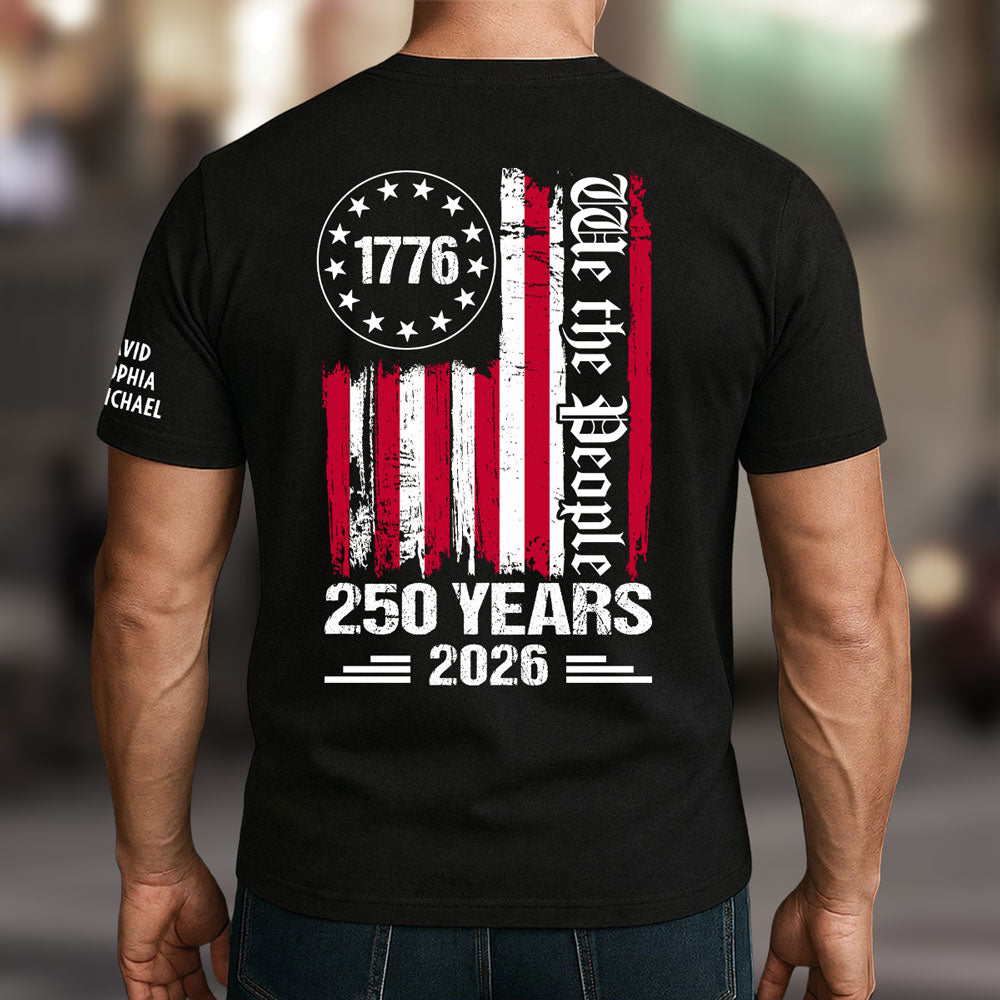 Custom Christmas & Birthday Keepsake Gift • We The People Of The United States - Personalized Shirt With Design On Sleeve