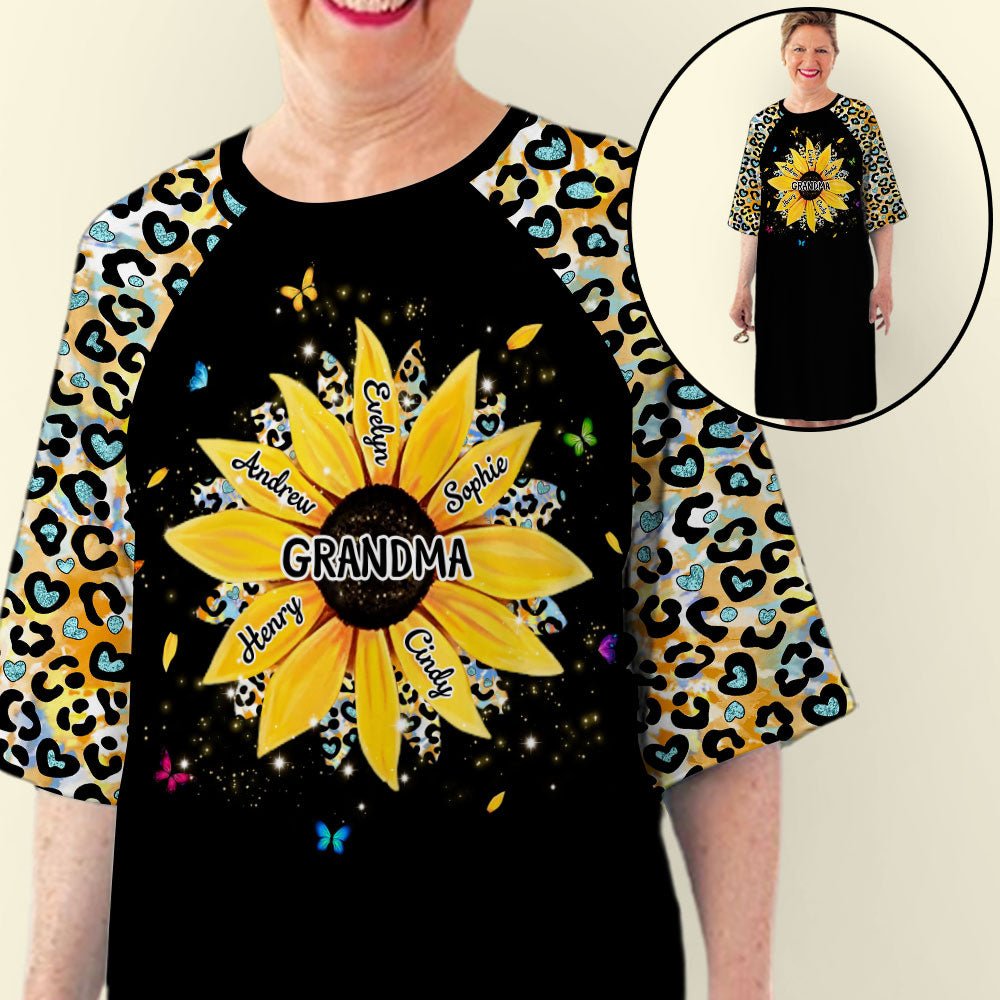 Sunflower Grandma - Personalized 3/4 Sleeve Dress