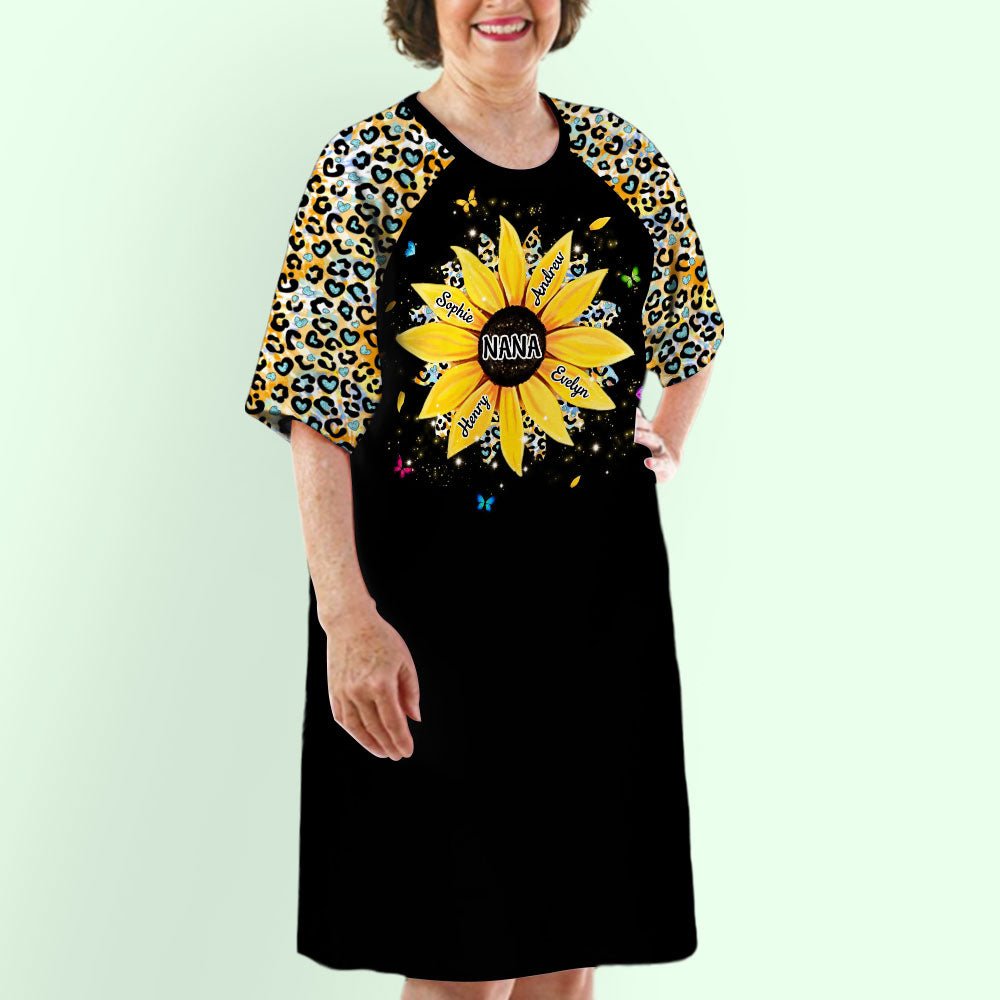 Sunflower Grandma - Personalized 3/4 Sleeve Dress