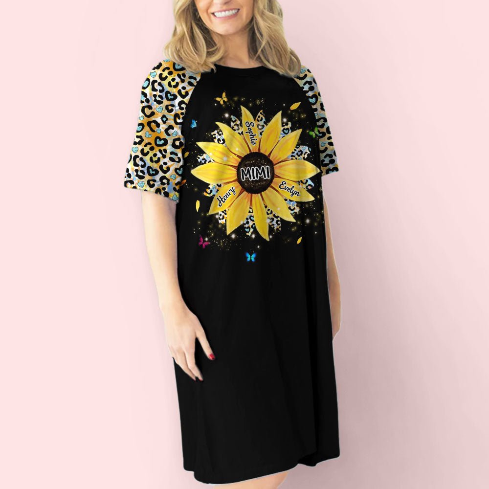 Sunflower Grandma - Personalized 3/4 Sleeve Dress
