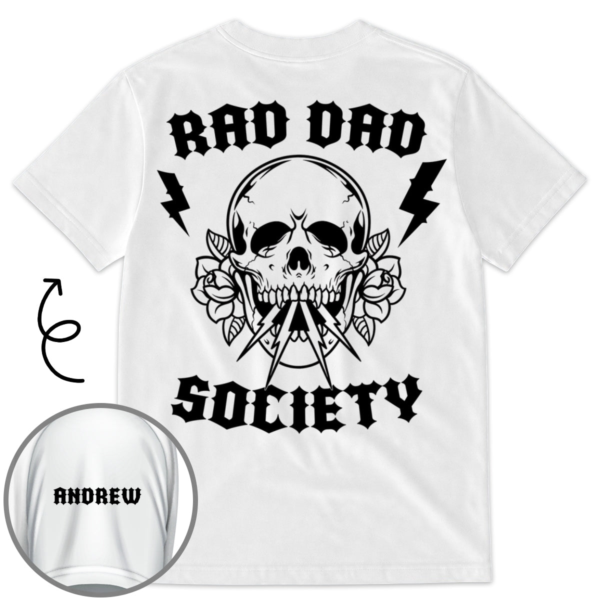 Custom Father's Day, Special Gift for Dad & Grandpa • No Society Remains Without A Rad Dad - Personalized Shirt With Design On Sleeve