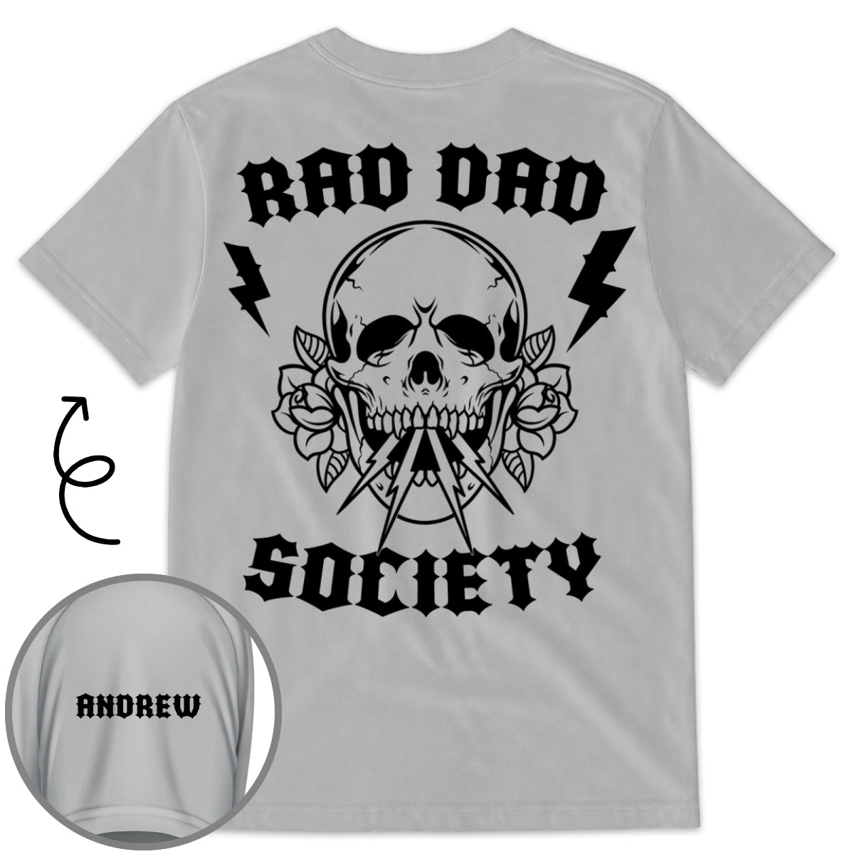 Custom Father's Day, Special Gift for Dad & Grandpa • No Society Remains Without A Rad Dad - Personalized Shirt With Design On Sleeve