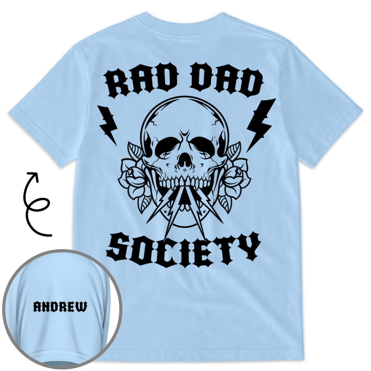 Custom Father's Day, Special Gift for Dad & Grandpa • No Society Remains Without A Rad Dad - Personalized Shirt With Design On Sleeve