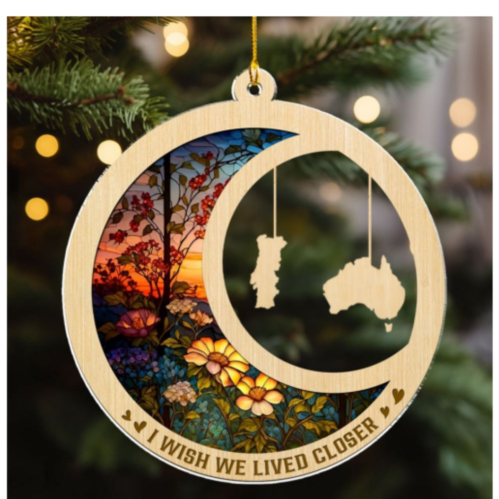 Custom Friendship Christmas Ornament, Best Friend Gift •  I Wish We Lived Closer Ver 2- Personalized Acrylic Ornament