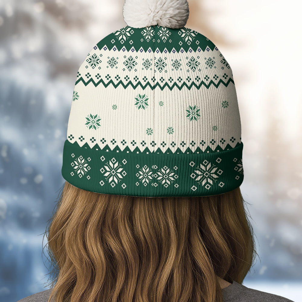 Custom Grandma Christmas Winter Hat • My Grandkids Are Ahead All - Personalized Bobble Beanie Hat