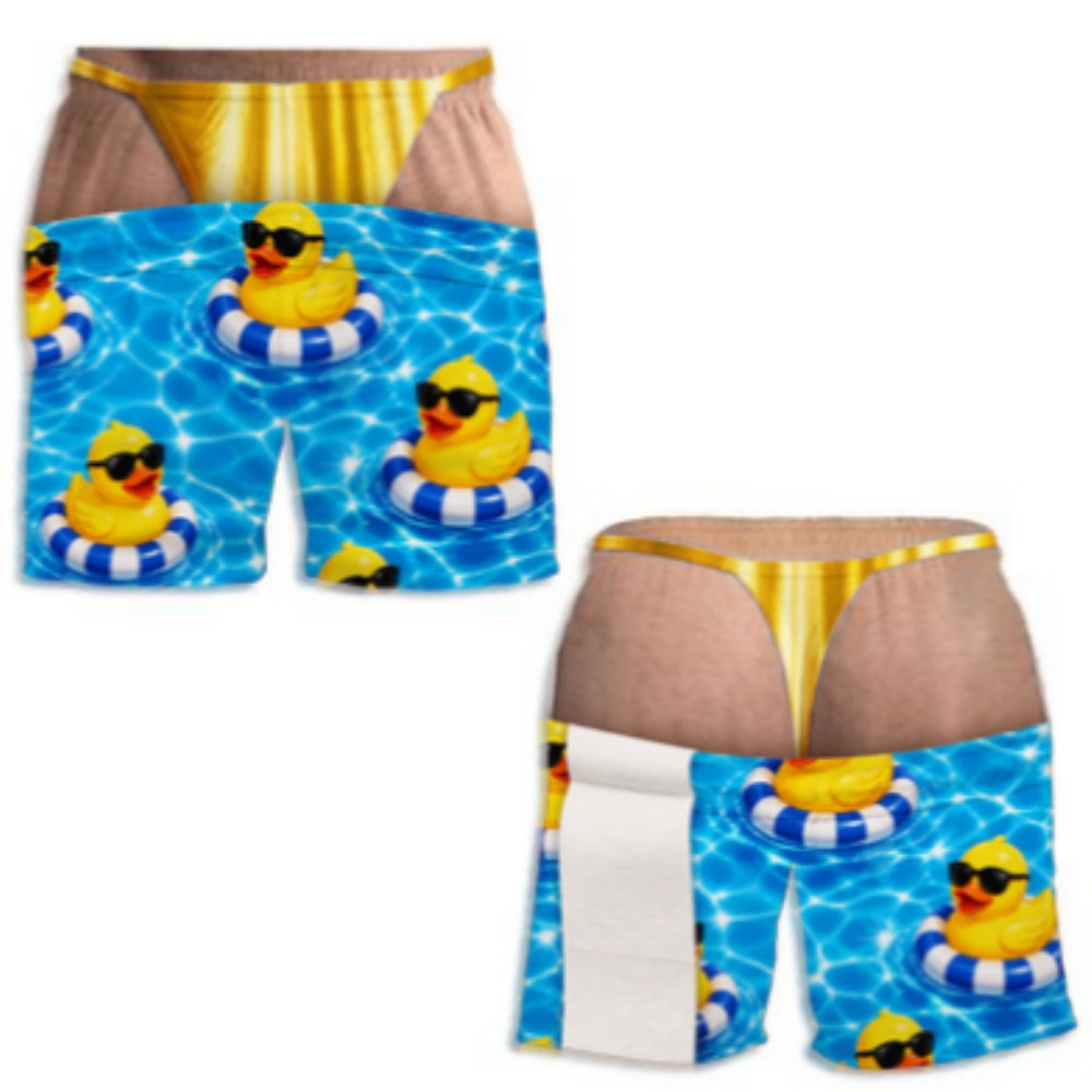 Custom Funny Hairy Man Swim Trunks, Birthday Summer Gift • Comedy Legends - Personalized Beach Shorts
