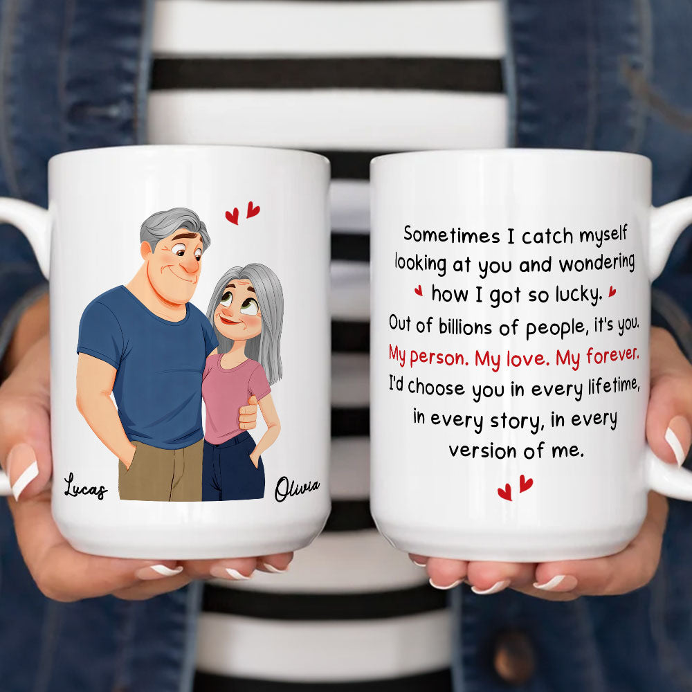 Custom Anniversary Keepsake Gifts For Couple • How Lucky I Am 2 - Personalized Coffee Mug