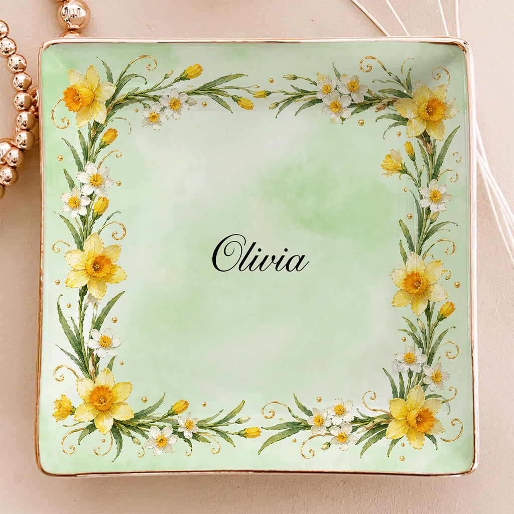 Custom Bestie Trinket Dish, Birthday Christmas Gift For Best Friend • Blooming Season - Personalized Jewelry Dish