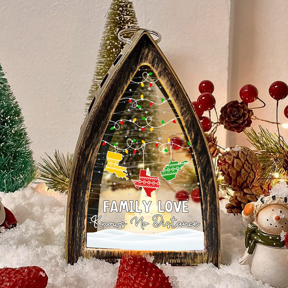 Custom Family Christmas Table Light for Long Distance Families • Family Love Knows No Distance - Personalized Table Lantern