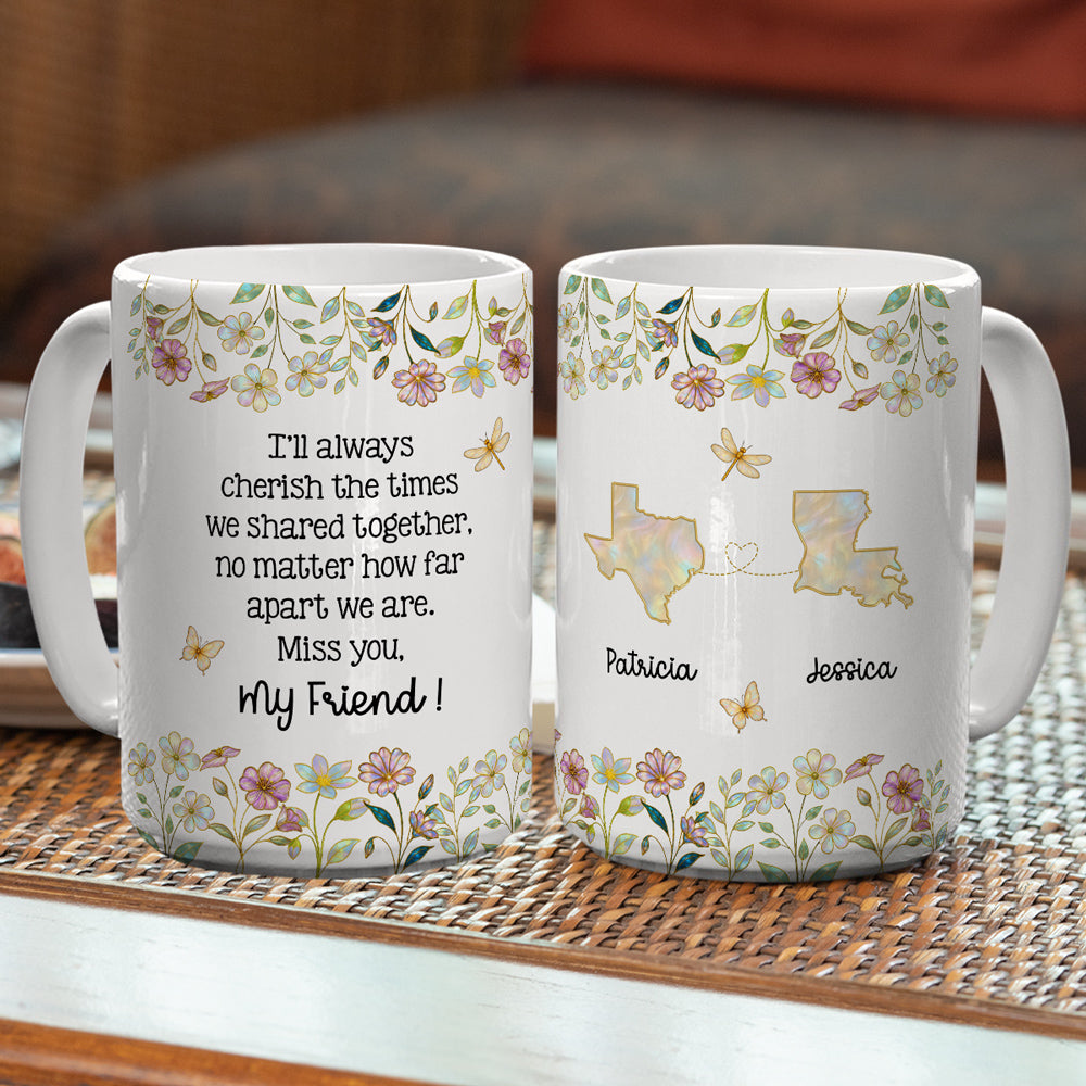 Custom Best Friend, Christmas & Birthday Friendship Keepsake Gift • Miss You My Bestie - Personalized Coffee Mug