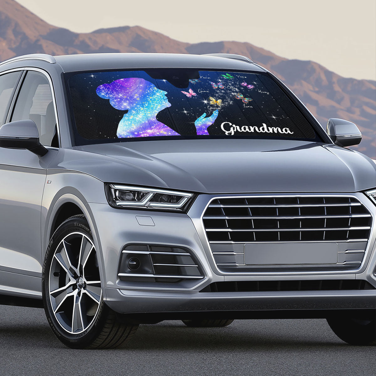 Grandma And Kids Beautiful - Personalized Car Sunshade