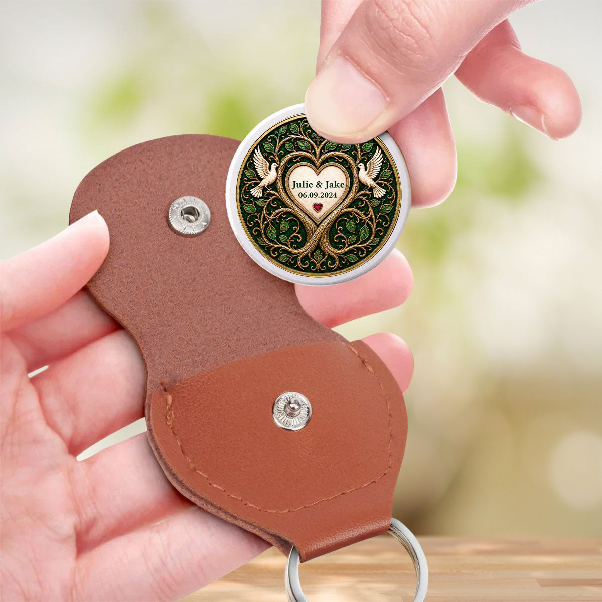 Custom Coin Keychain, Mother's Father's Day Birthday Gift Keepsake • Holding Onto Forever With You - Personalized Pocket Hug